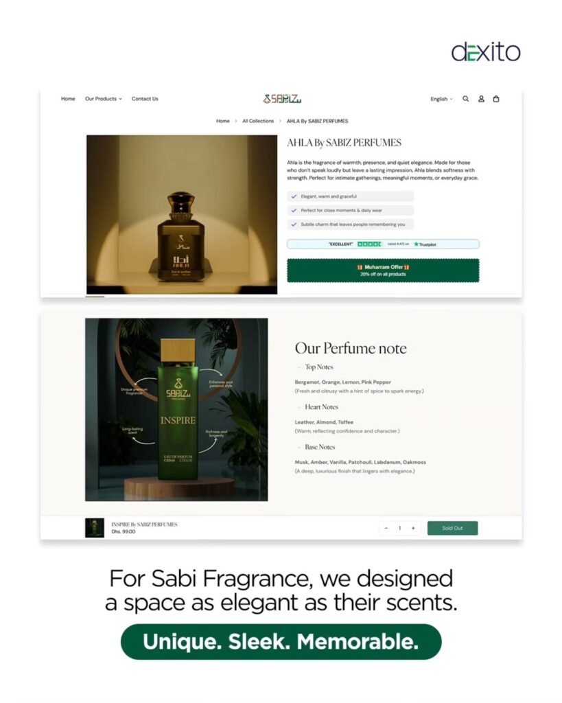 Sabiz Fragrance - web development